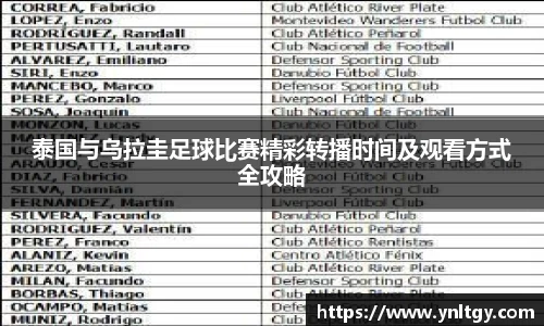 泰国与乌拉圭足球比赛精彩转播时间及观看方式全攻略